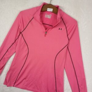 Under Armour Pullover Womens Large‎ Pink ColdGear Quarter Zip Hiking Gorpcore